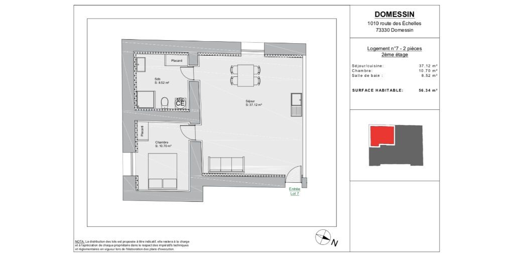 Achat appartement 2 pièces 56 m² - Domessin