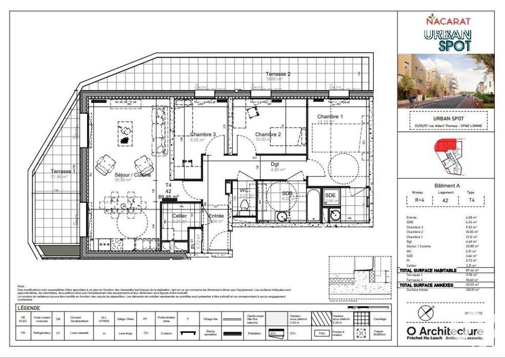 Achat appartement à vendre 4 pièces 89 m² - Lille