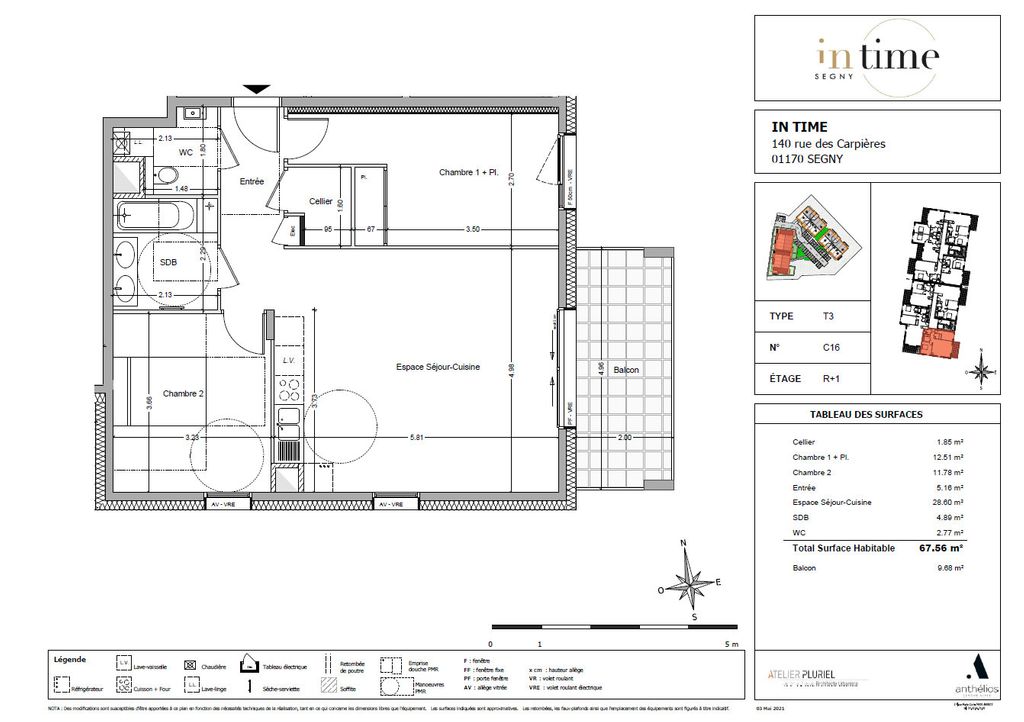 Achat appartement à vendre 3 pièces 68 m² - Ségny