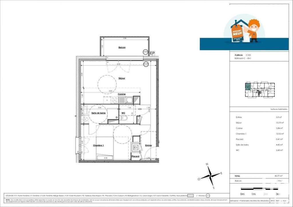 Achat appartement à vendre 2 pièces 46 m² - Sainte-Catherine