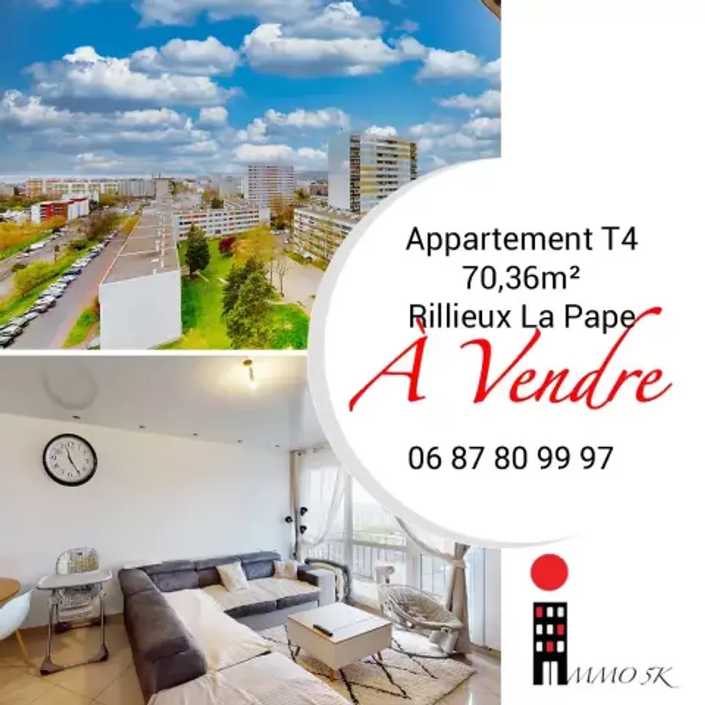 Achat appartement à vendre 4 pièces 70 m² - Rillieux-la-Pape