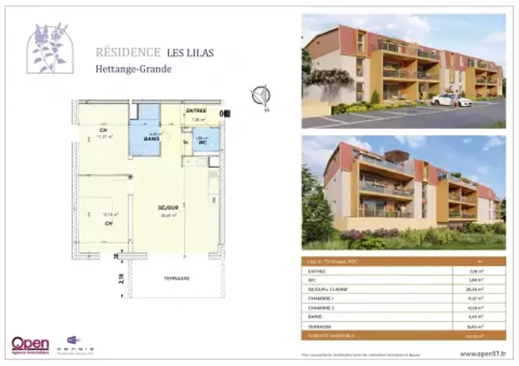 Achat appartement à vendre 3 pièces 63 m² - Hettange-Grande