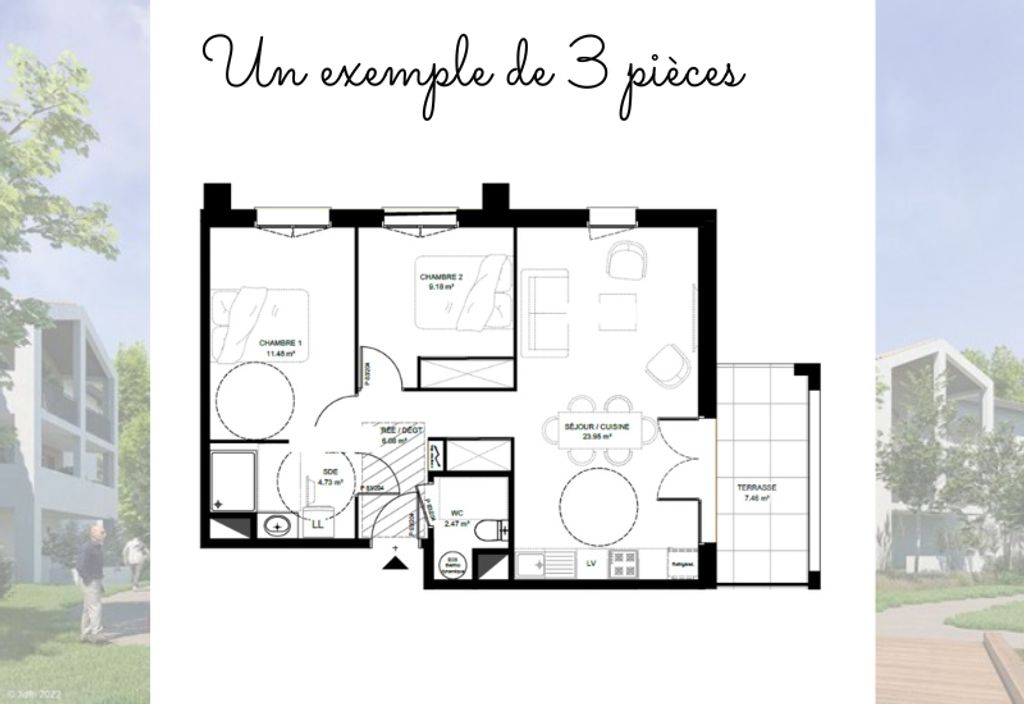 Achat appartement 3 pièce(s) Saint-Vincent-de-Tyrosse