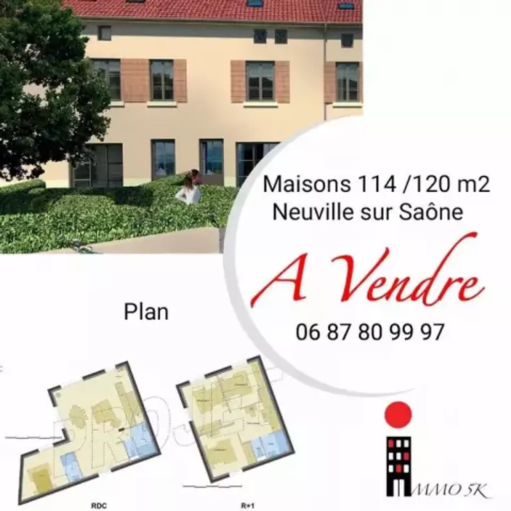 Achat maison à vendre 5 chambres 114 m² - Neuville-sur-Saône