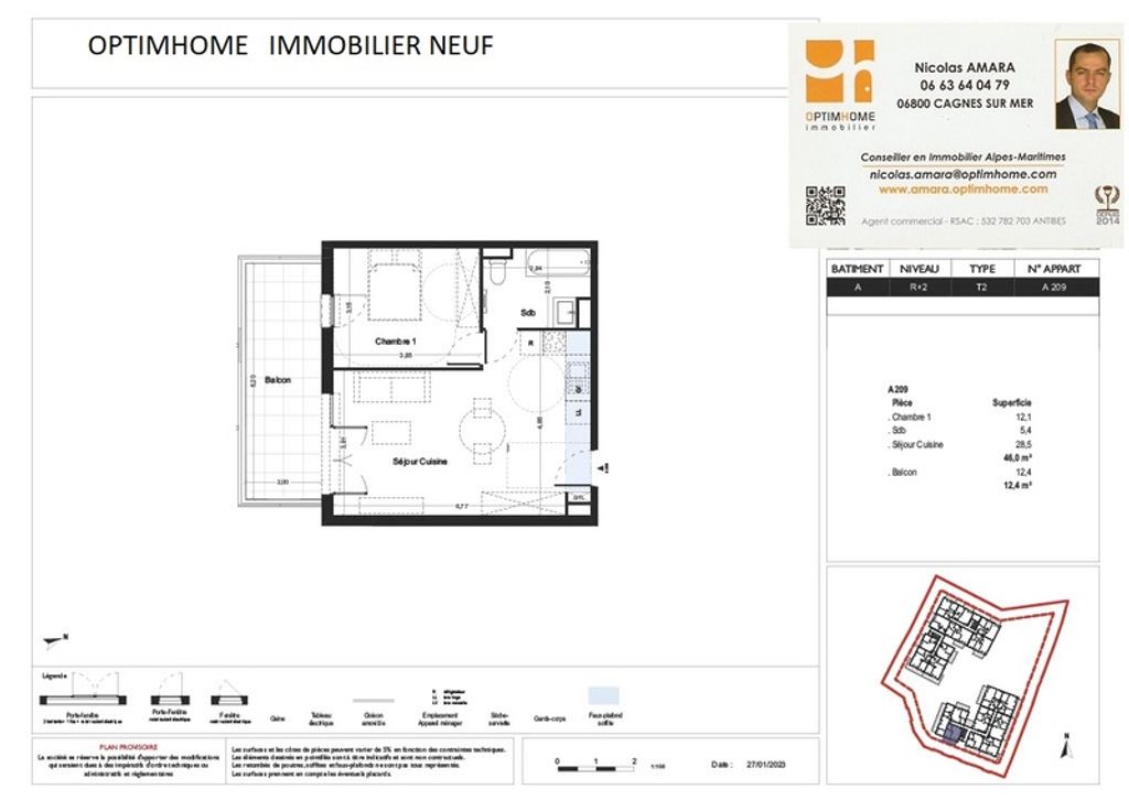 Achat appartement à vendre 2 pièces 46 m² - Villeneuve-Loubet