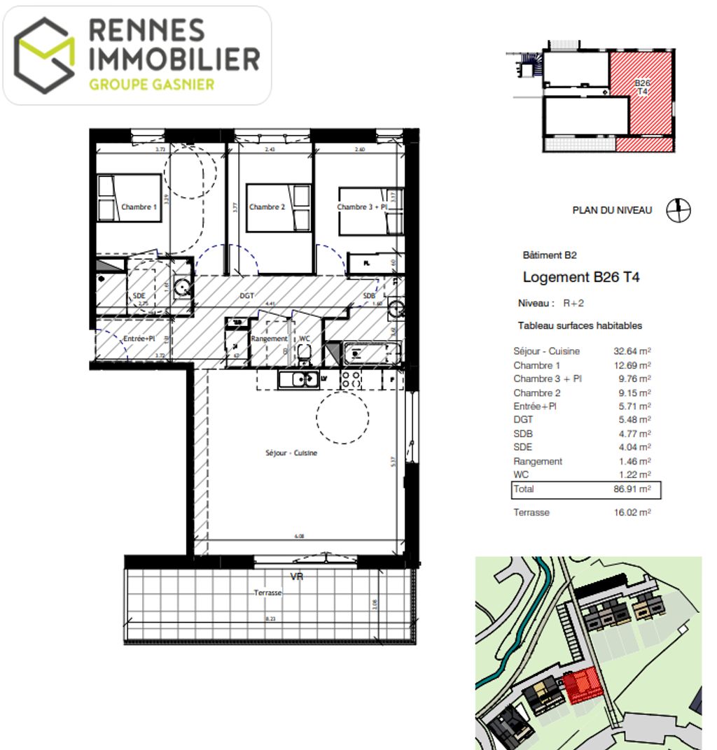 Achat appartement à vendre 4 pièces 86 m² - Saint-Erblon