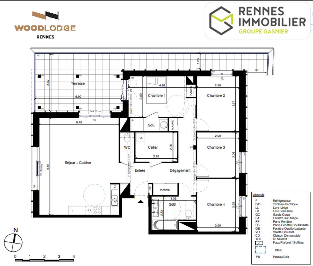 Achat appartement à vendre 5 pièces 109 m² - Rennes