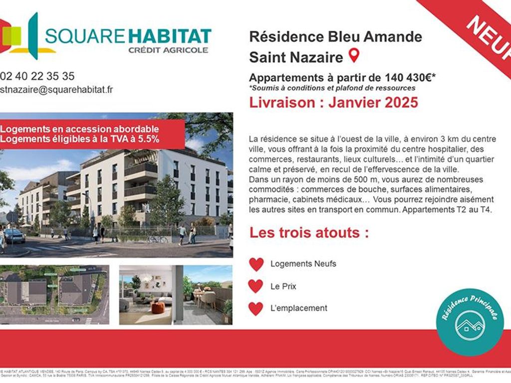 Achat appartement 4 pièce(s) Saint-Nazaire