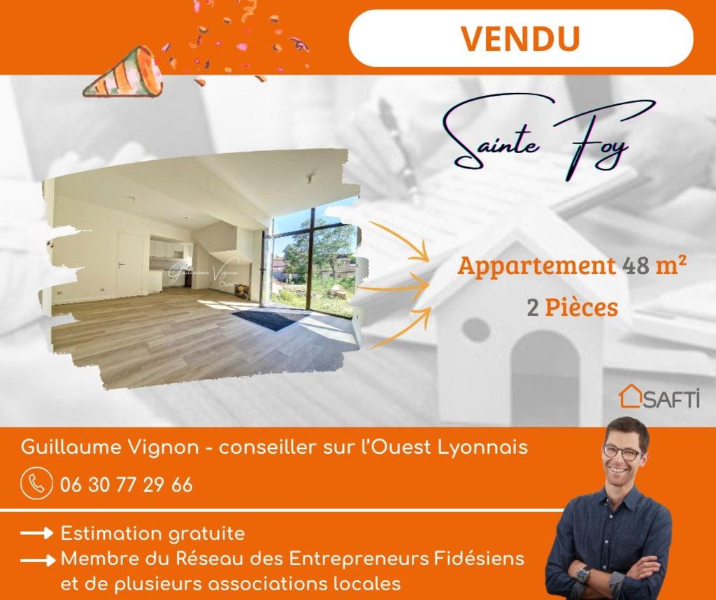 Achat appartement à vendre 2 pièces 48 m² - Sainte-Foy-lès-Lyon