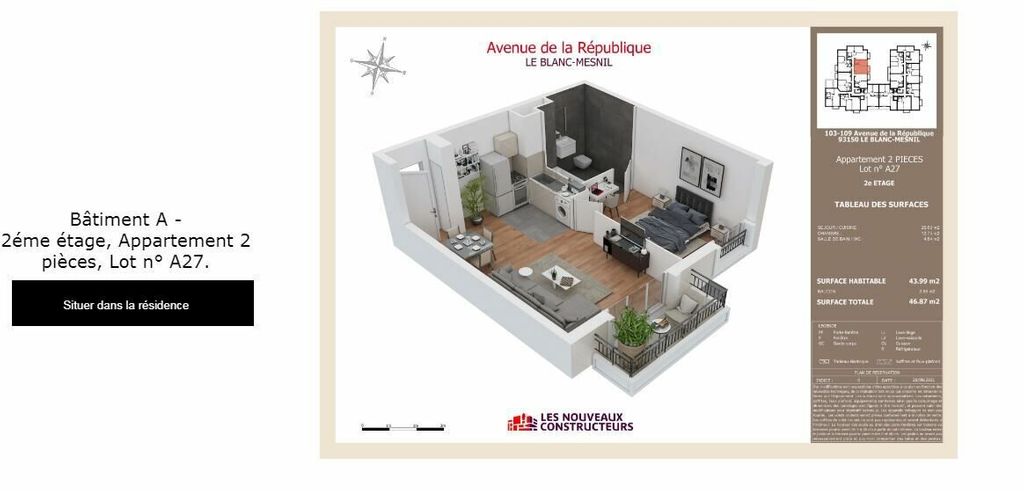 Achat appartement 3 pièce(s) Le Blanc-Mesnil