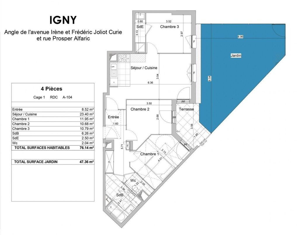 Achat appartement à vendre 4 pièces 76 m² - Igny