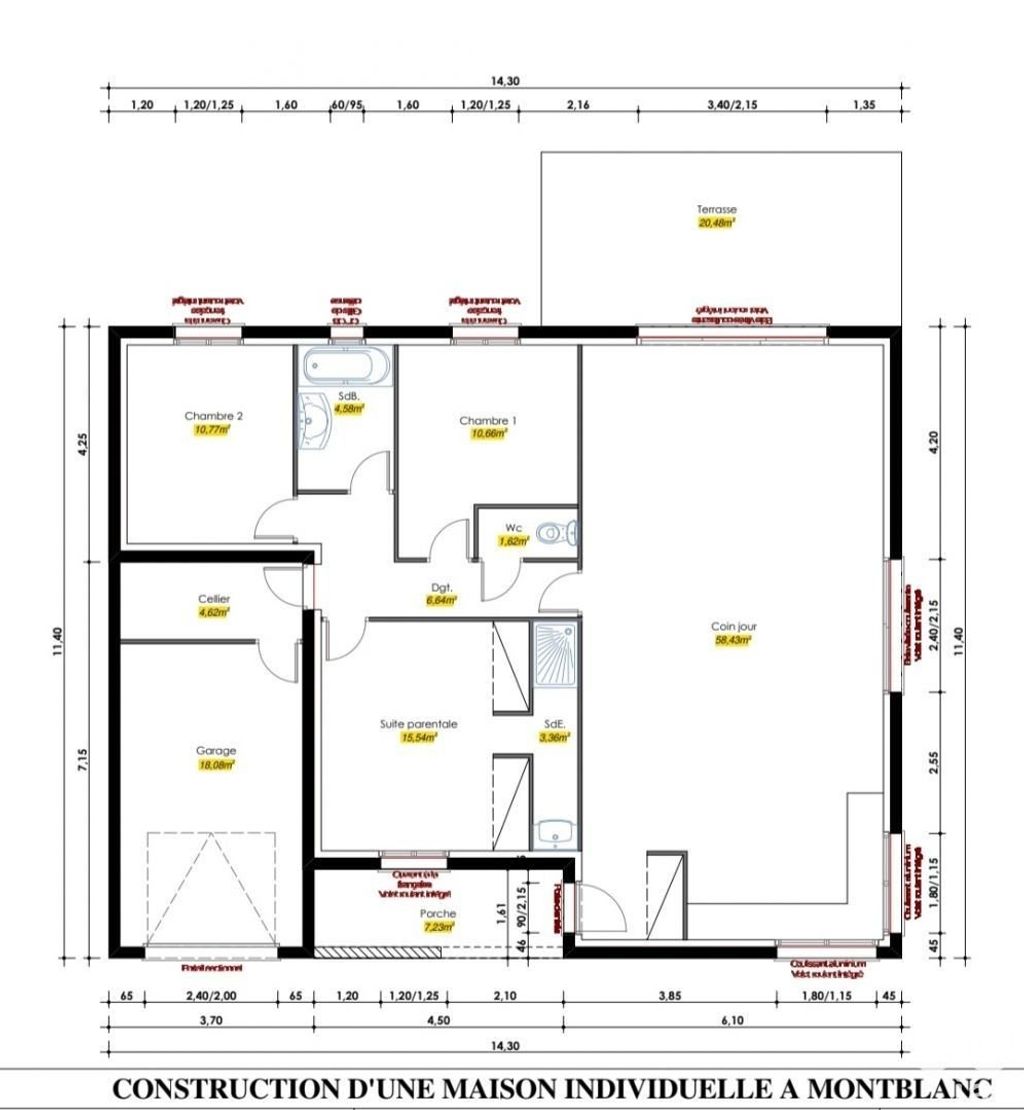 Achat maison à vendre 3 chambres 116 m² - Montblanc