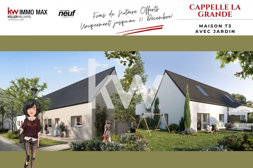 Achat maison à vendre 2 chambres 68 m² - Cappelle-la-Grande