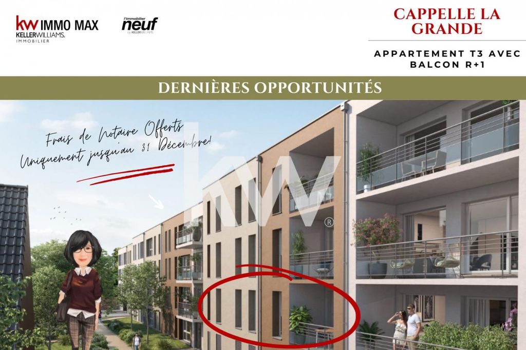 Achat appartement à vendre 3 pièces 72 m² - Cappelle-la-Grande