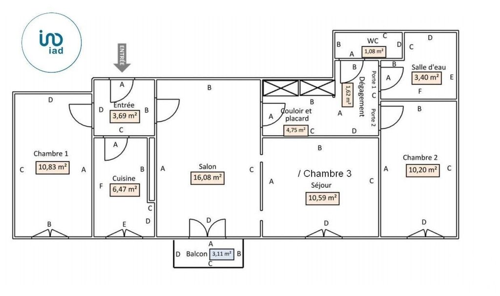 Achat appartement à vendre 4 pièces 69 m² - Orléans