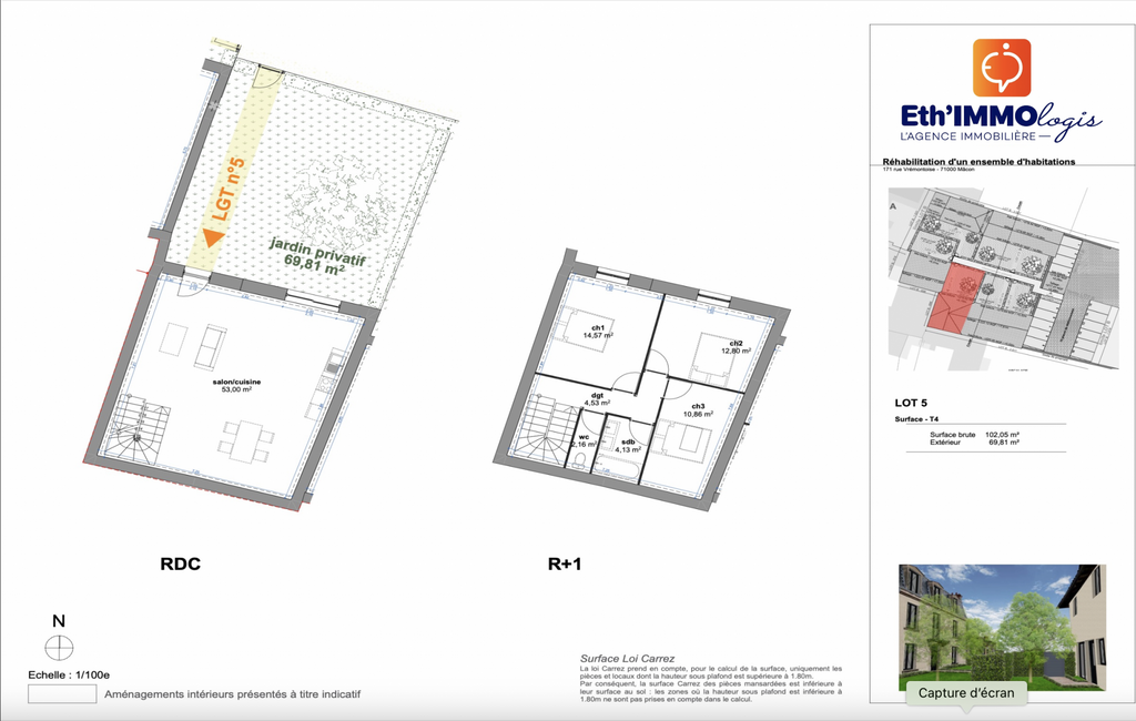 Achat appartement à vendre 4 pièces 102 m² - Mâcon