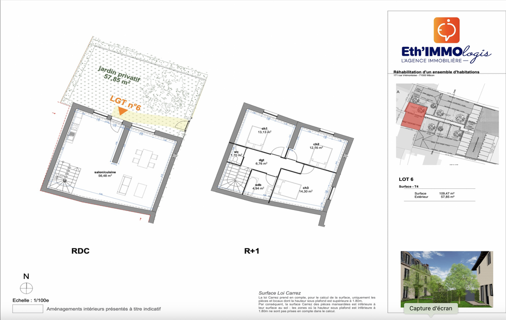 Achat appartement à vendre 4 pièces 116 m² - Mâcon