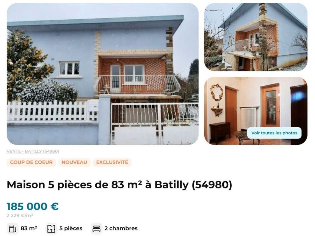 Achat maison à vendre 2 chambres 83 m² - Batilly