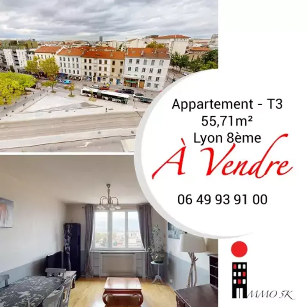 Achat appartement à vendre 3 pièces 56 m² - Lyon 8ème arrondissement