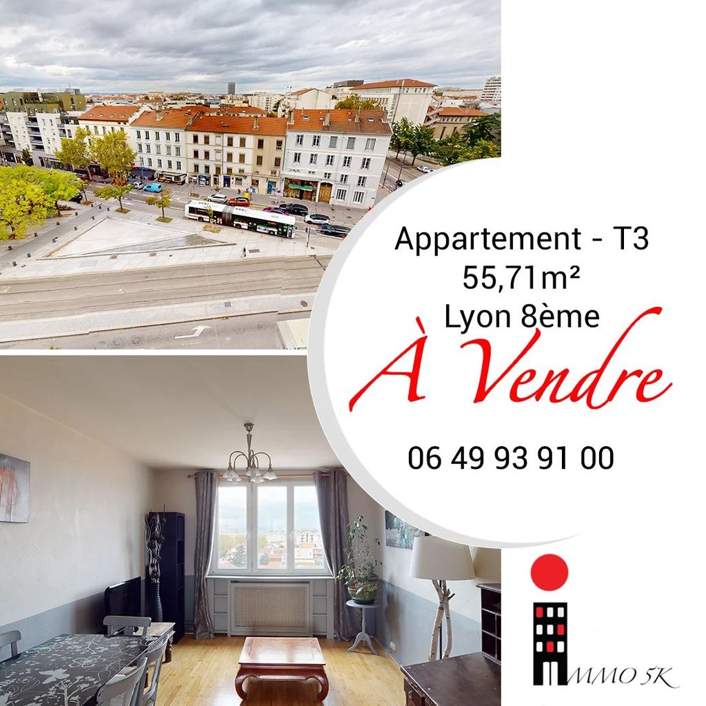 Achat appartement à vendre 3 pièces 56 m² - Lyon 8ème arrondissement