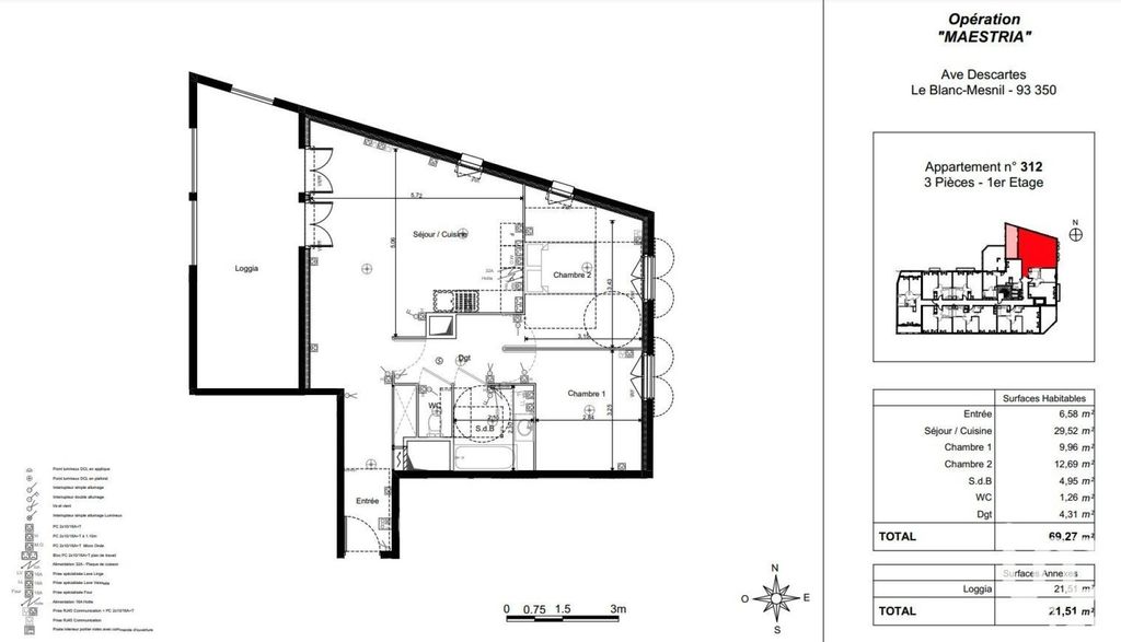 Achat appartement à vendre 3 pièces 69 m² - Le Blanc-Mesnil