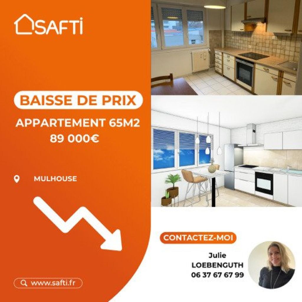 Achat appartement à vendre 3 pièces 65 m² - Mulhouse