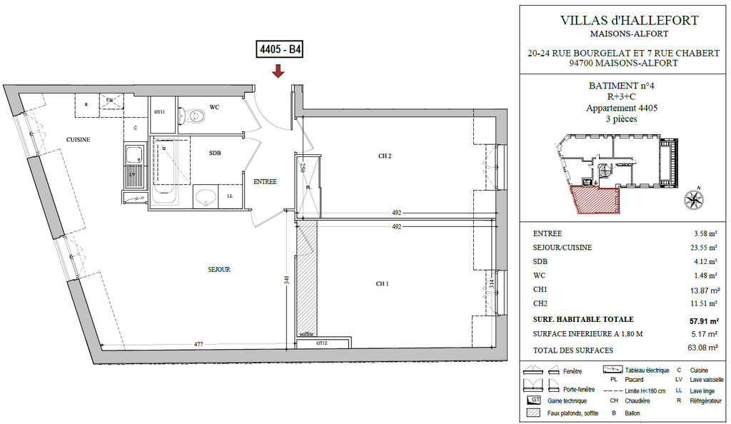 Achat appartement à vendre 3 pièces 58 m² - Maisons-Alfort