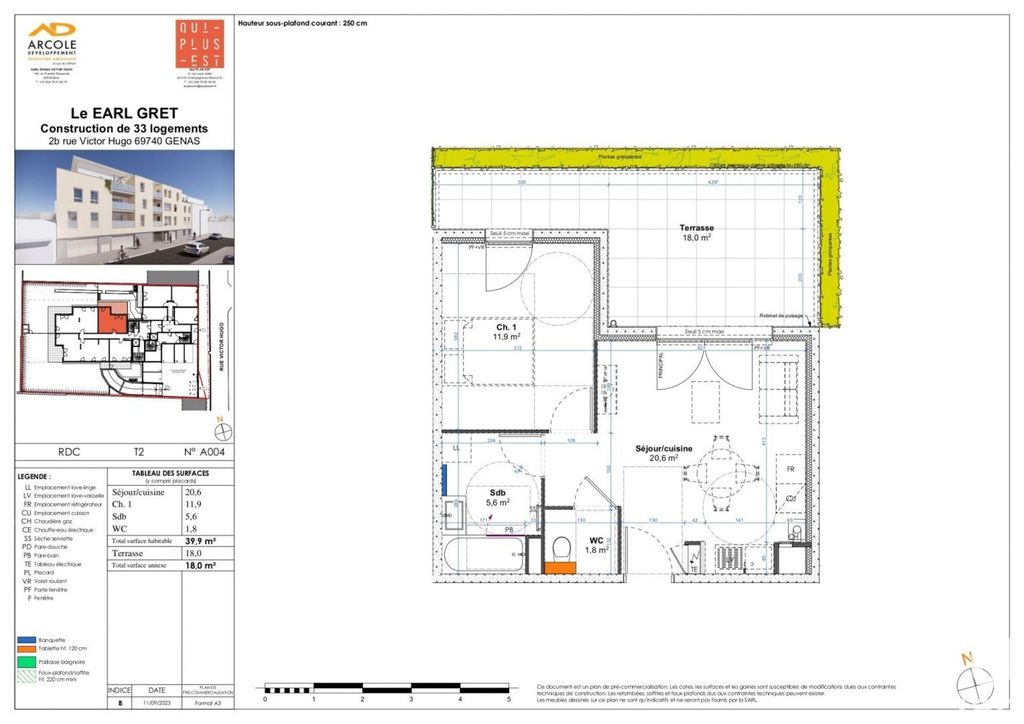 Achat appartement à vendre 2 pièces 39 m² - Genas