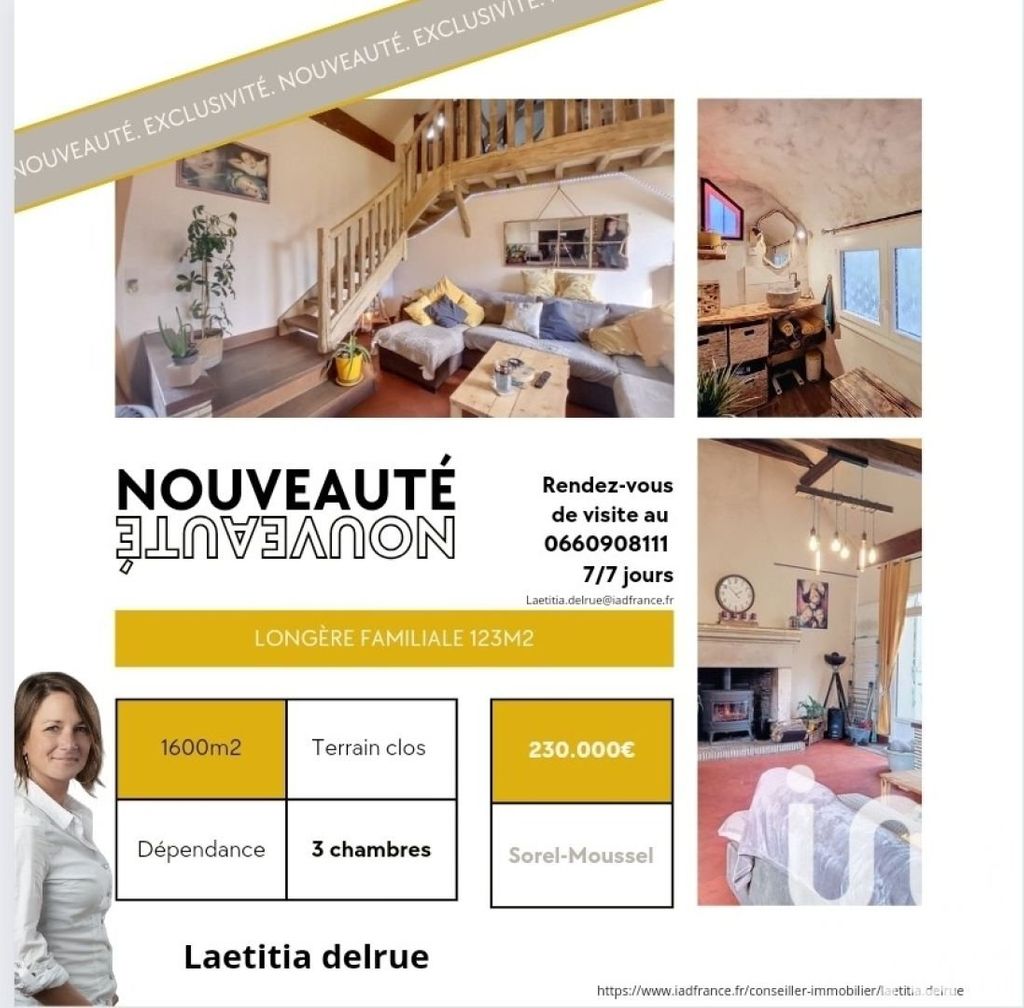 Achat maison à vendre 3 chambres 123 m² - Sorel-Moussel