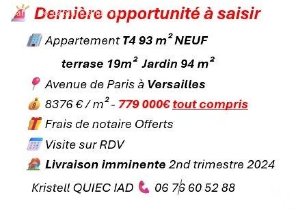 Achat appartement à vendre 4 pièces 93 m² - Versailles