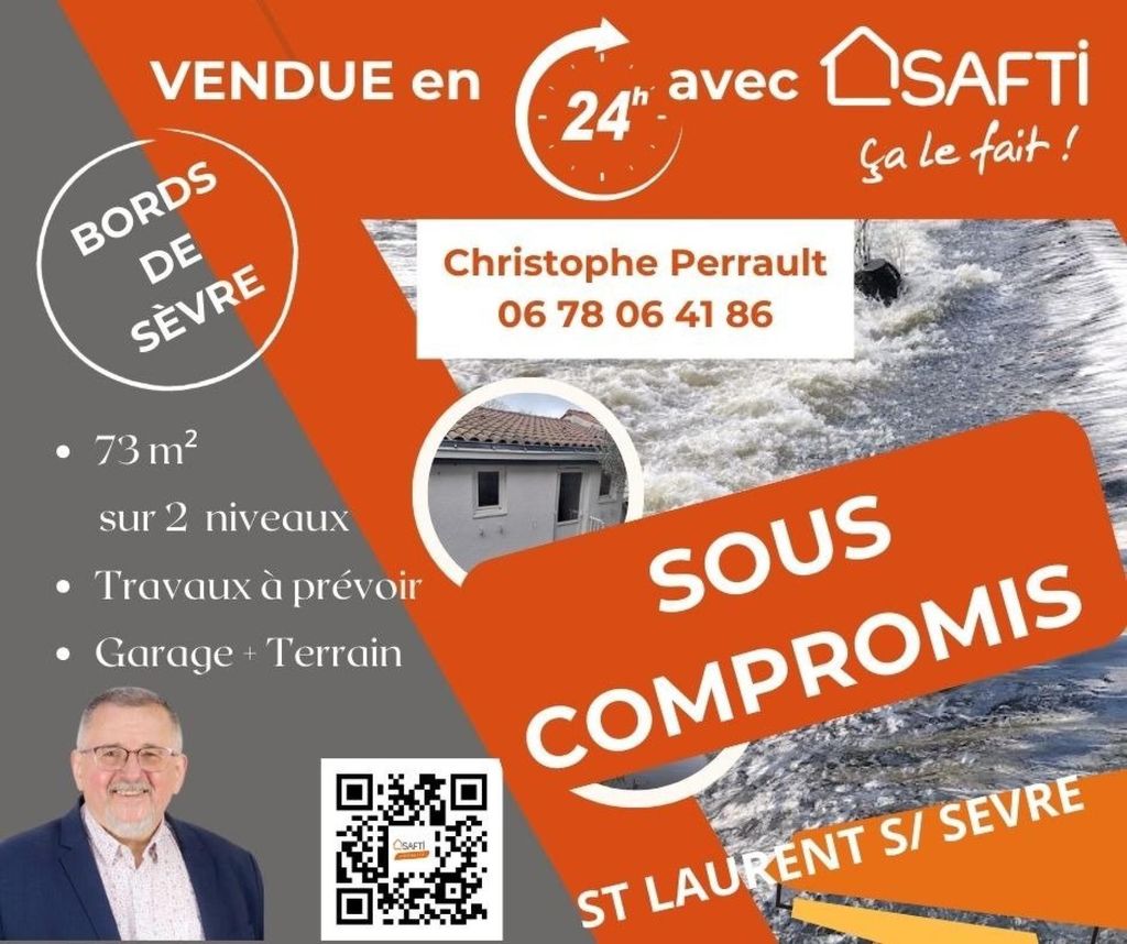 Achat maison à vendre 1 chambre 73 m² - Saint-Laurent-sur-Sèvre