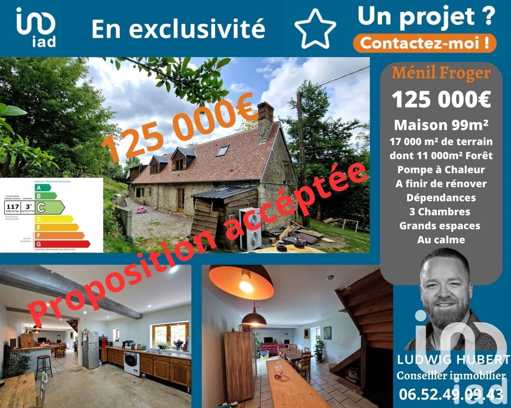 Achat maison à vendre 3 chambres 99 m² - Ménil-Froger