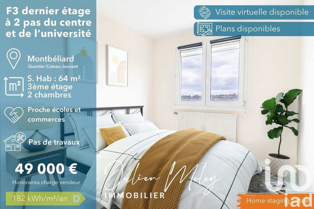 Achat appartement à vendre 3 pièces 64 m² - Montbéliard