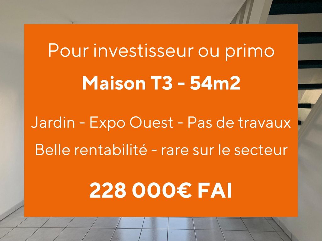 Achat maison à vendre 2 chambres 54 m² - Larmor-Plage