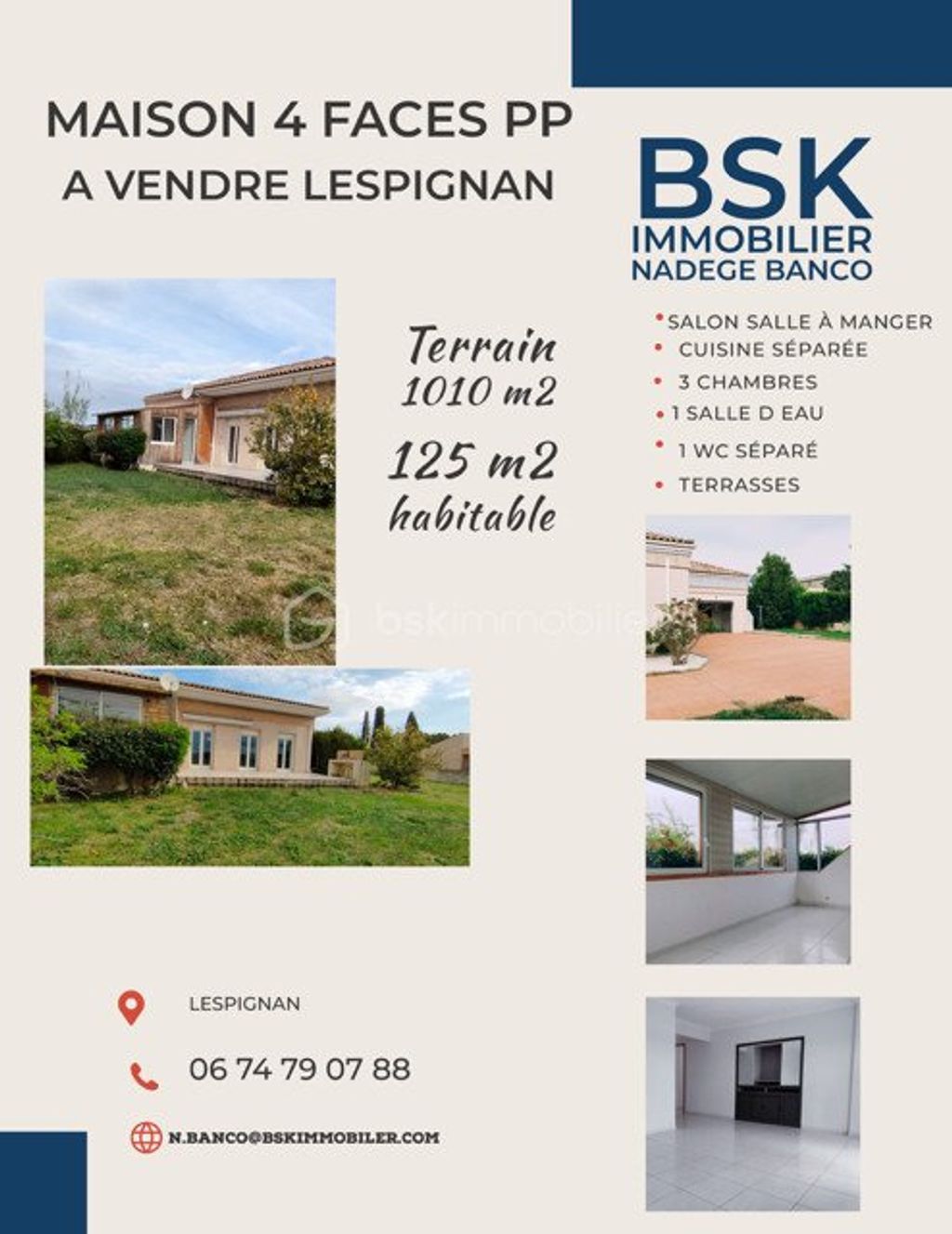 Achat maison à vendre 3 chambres 125 m² - Lespignan