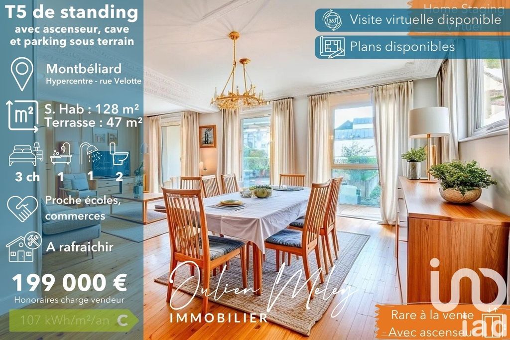 Achat appartement à vendre 5 pièces 128 m² - Montbéliard