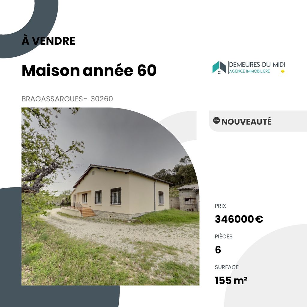 Achat maison à vendre 5 chambres 155 m² - Bragassargues