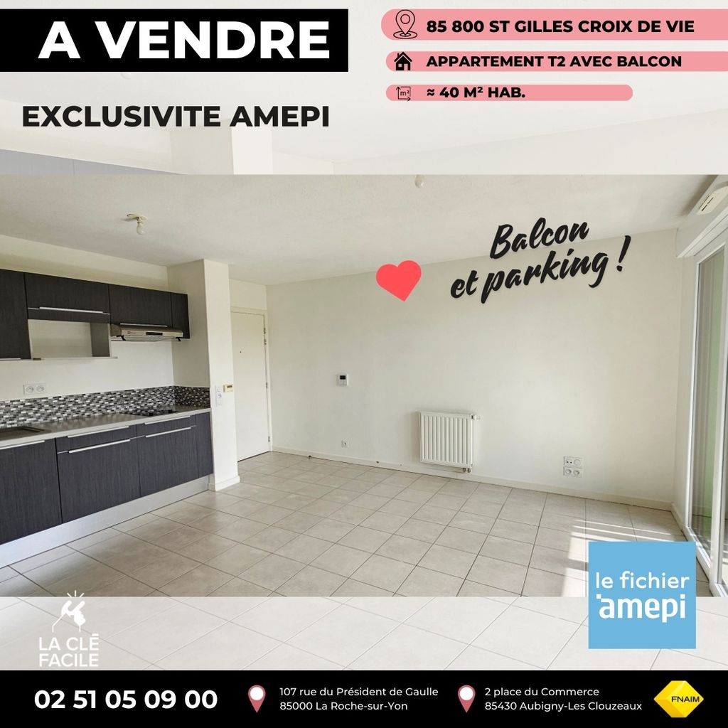 Achat appartement à vendre 2 pièces 40 m² - Saint-Gilles-Croix-de-Vie