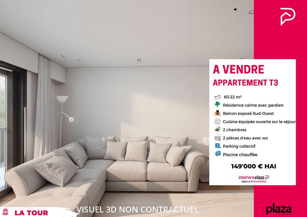 Achat appartement à vendre 3 pièces 60 m² - Viuz-en-Sallaz