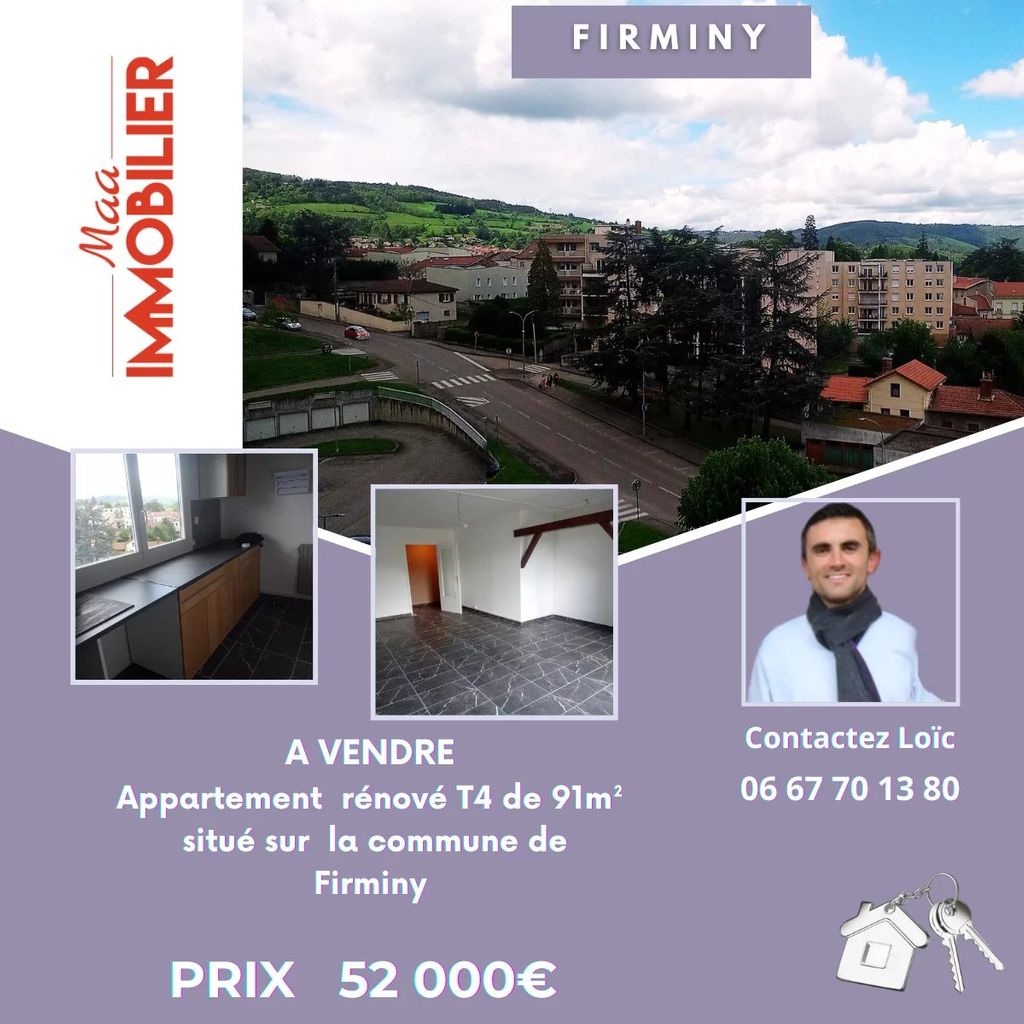 Achat appartement à vendre 4 pièces 90 m² - Firminy