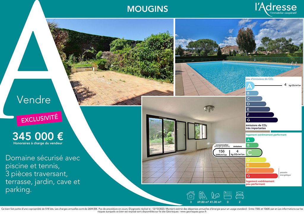 Achat appartement à vendre 3 pièces 70 m² - Mougins