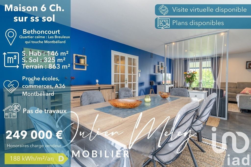 Achat maison à vendre 6 chambres 146 m² - Bethoncourt