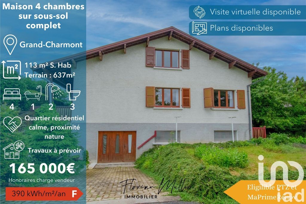 Achat maison à vendre 4 chambres 113 m² - Grand-Charmont