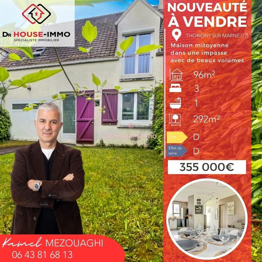 Achat maison à vendre 3 chambres 81 m² - Thorigny-sur-Marne