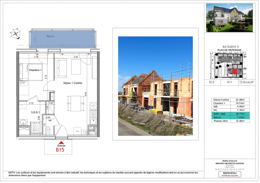 Achat duplex à vendre 2 pièces 39 m² - Éterville