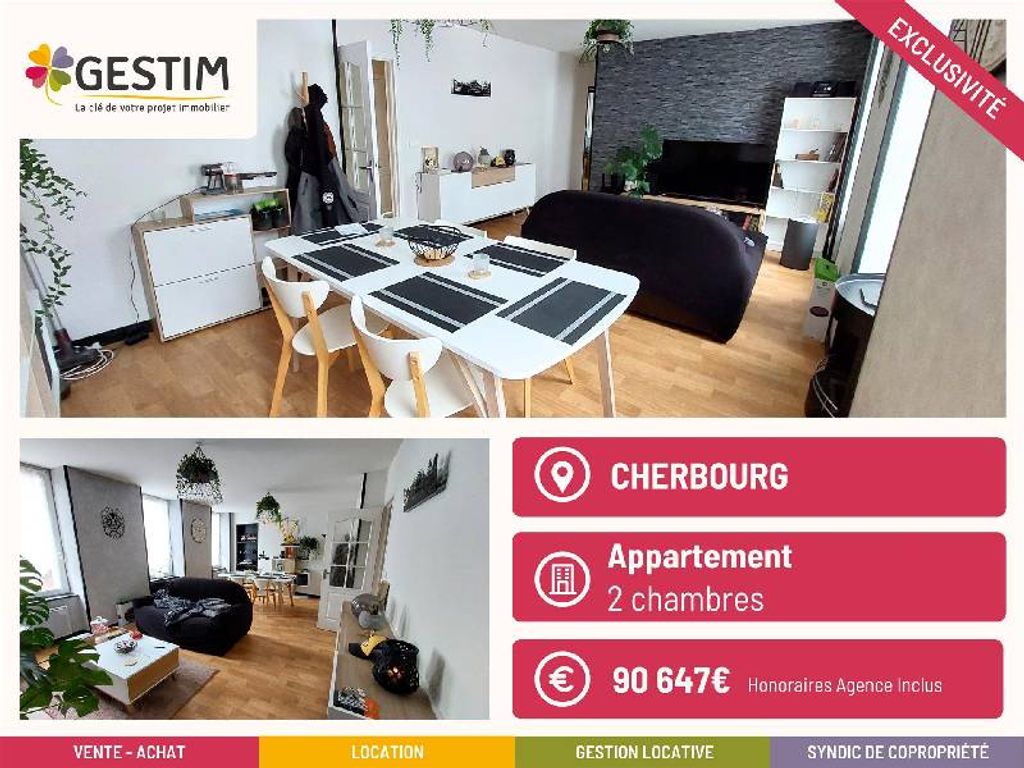 Achat appartement à vendre 3 pièces 63 m² - Cherbourg-en-Cotentin