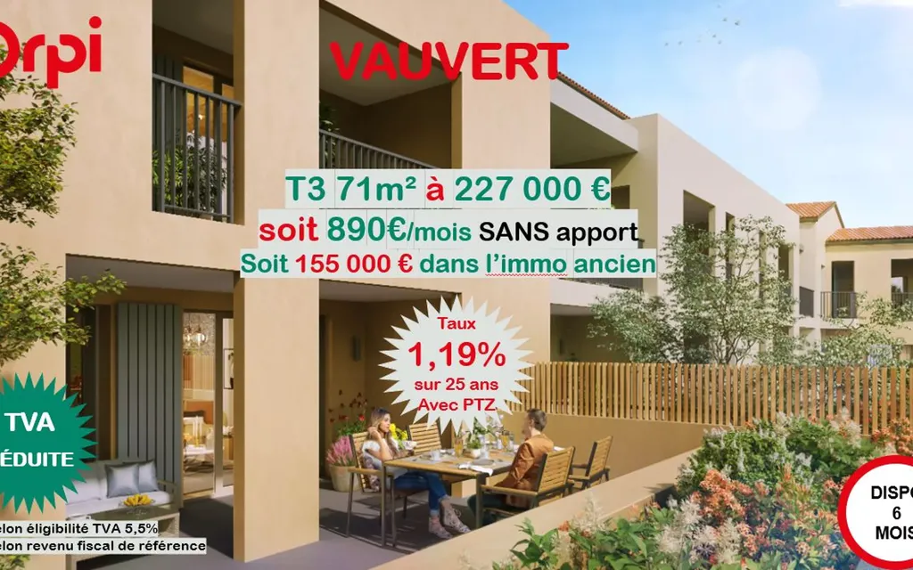 Achat appartement à vendre 3 pièces 72 m² - Vauvert