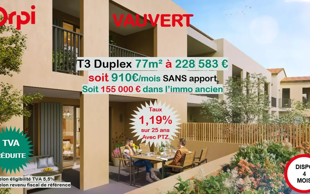 Achat duplex à vendre 3 pièces 77 m² - Vauvert