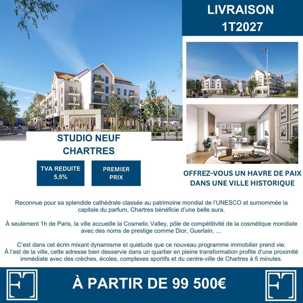 Achat studio à vendre 31 m² - Chartres