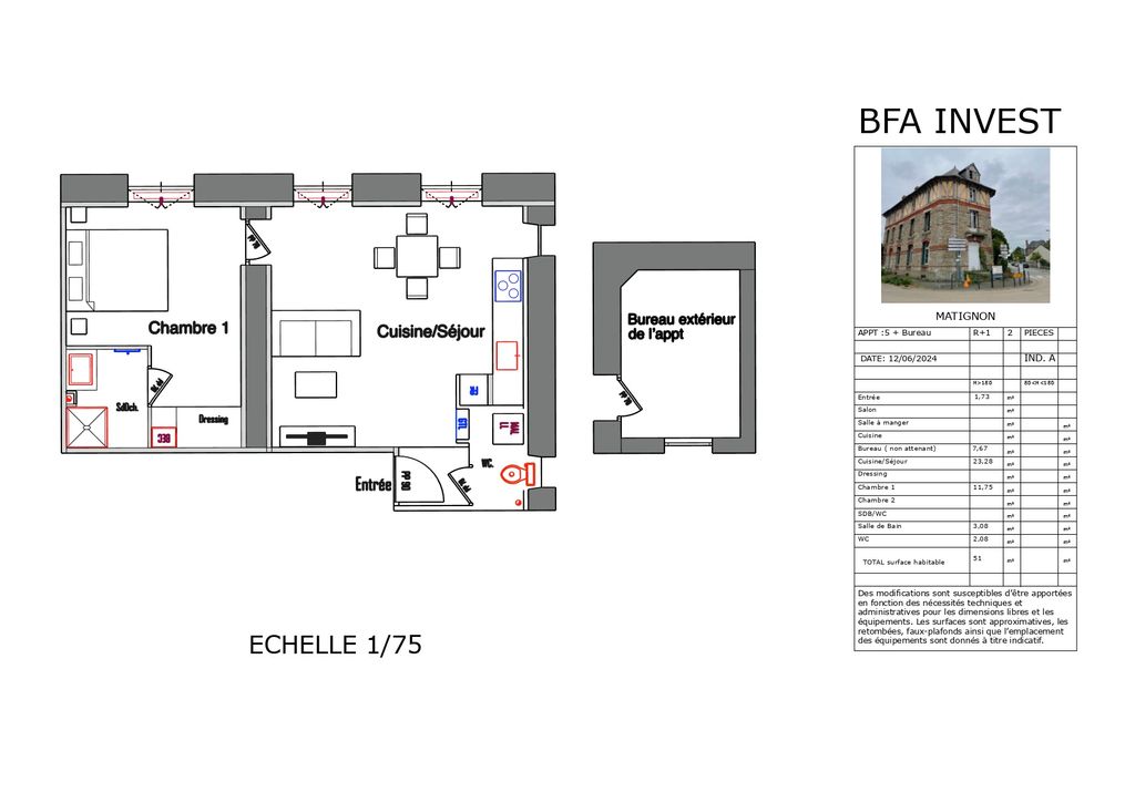 Achat appartement à vendre 2 pièces 51 m² - Matignon